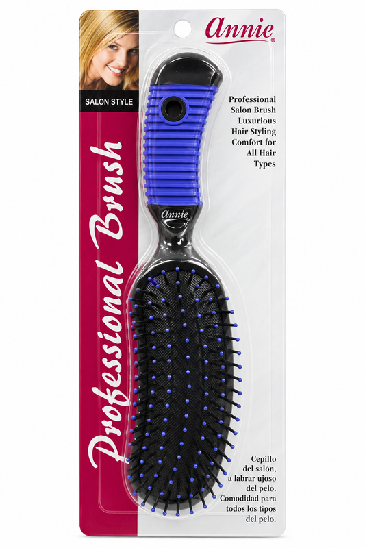 Annie #2013 Salon Style cushion brush with black handle and blue grip