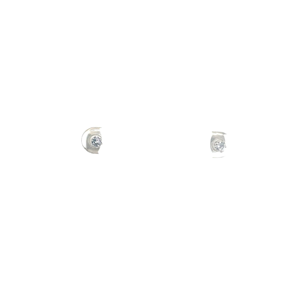 The One Jewelry silver tone round CZ stud earrings 3 mm (OCRS3)