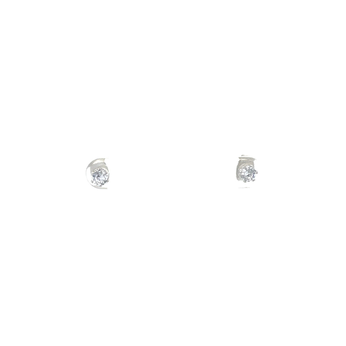 The One Jewelry silver tone round CZ stud earrings 4 mm (OCRS4)