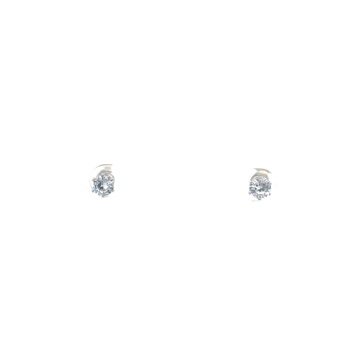 The One Jewelry silver tone round CZ stud earrings 5 mm (OCRS5)