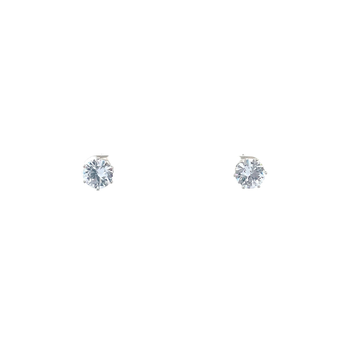 The One Jewelry silver tone round CZ stud earrings 7 mm (OCRS7)