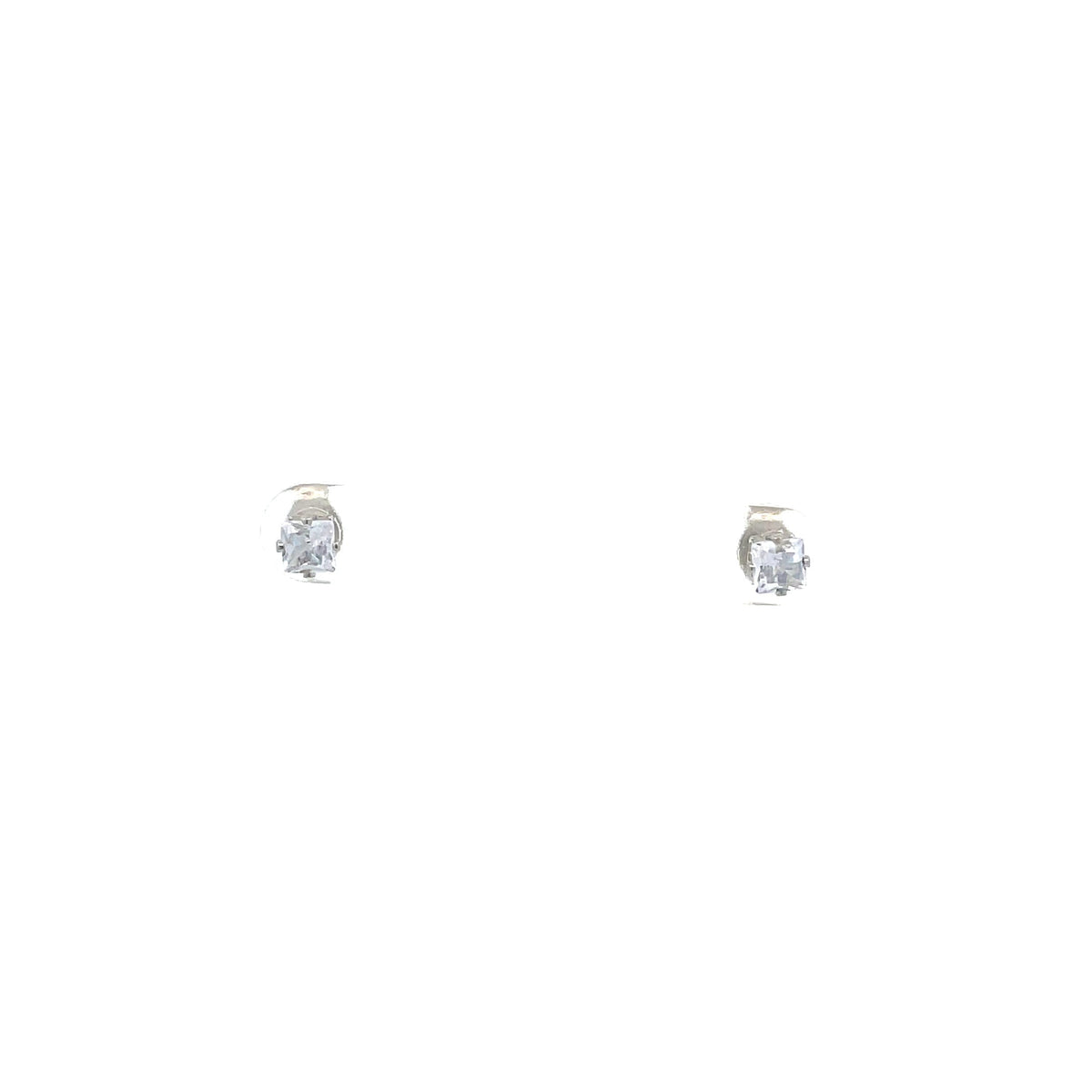 The One Jewelry silver tone square CZ stud earrings 4 mm (OCQS4)