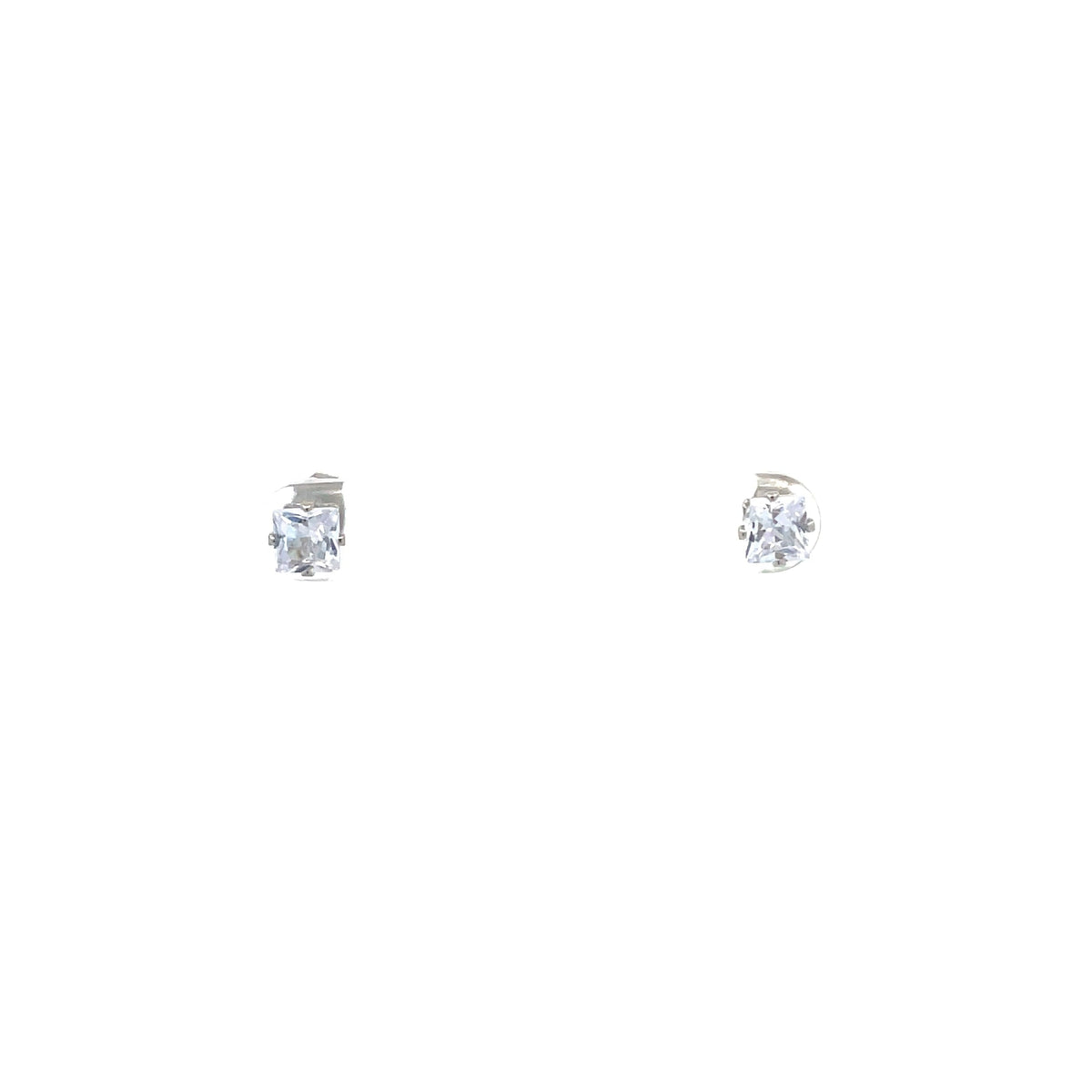 The One Jewelry silver tone square CZ stud earrings 5 mm (OCQS5)