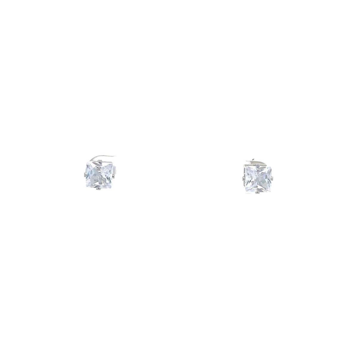 The One Jewelry silver tone square CZ stud earrings 6 mm (OCQS6)