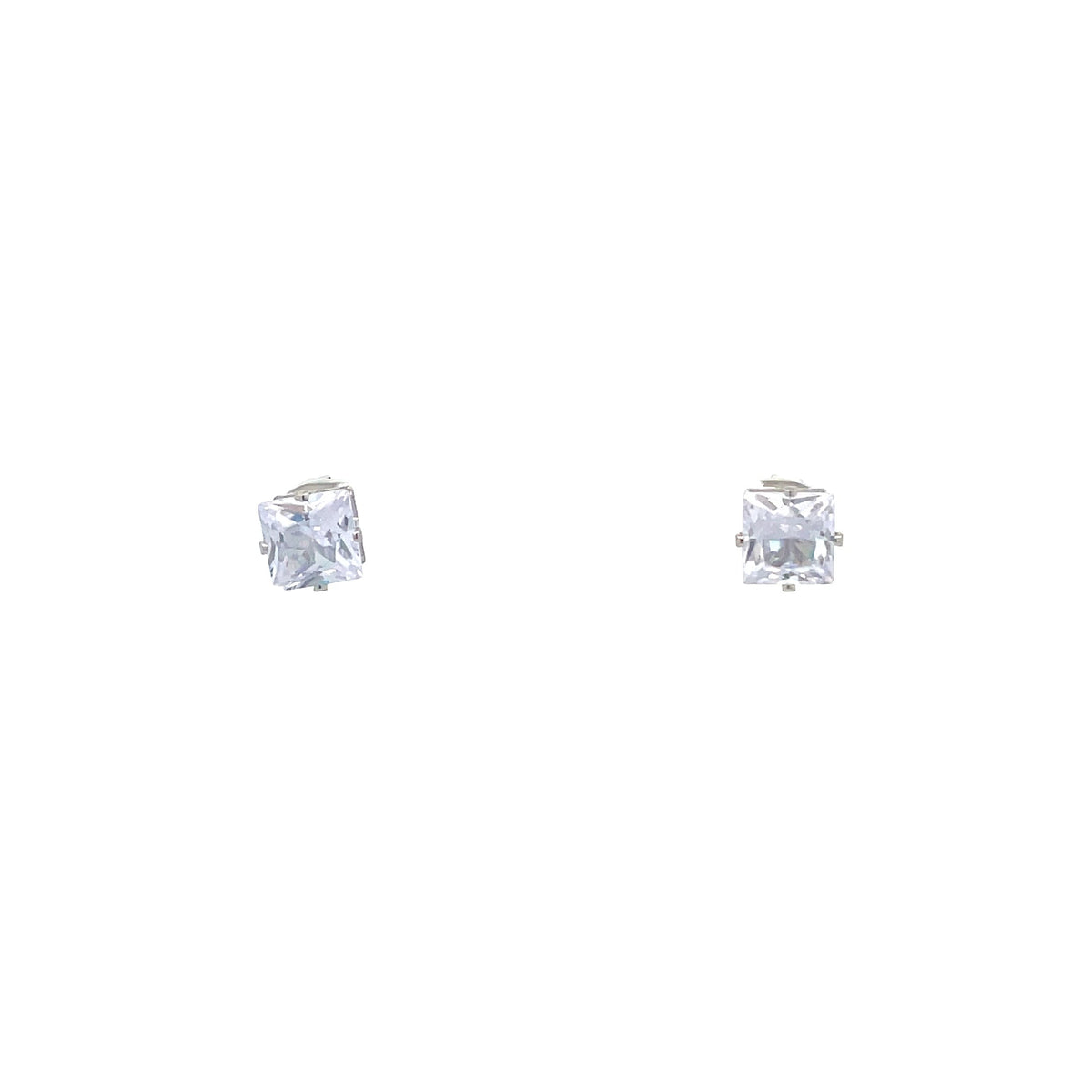 The One Jewelry silver tone square CZ stud earrings 7 mm (OCQS7)