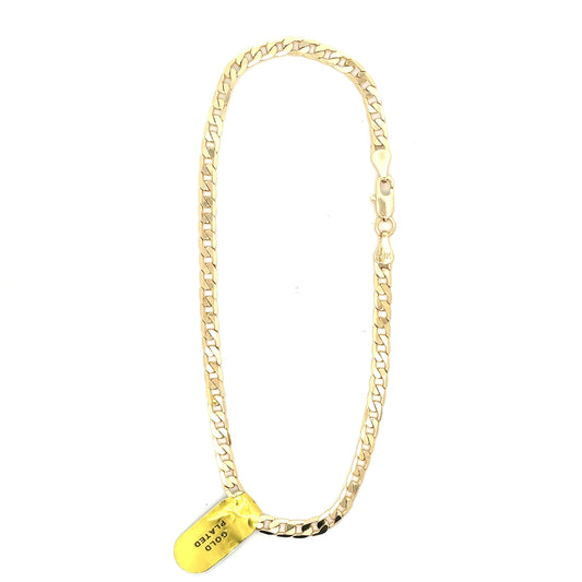 18K Chain Bracelet #07 - FLAT CUBAN 10inch 4mm The One Jewelry