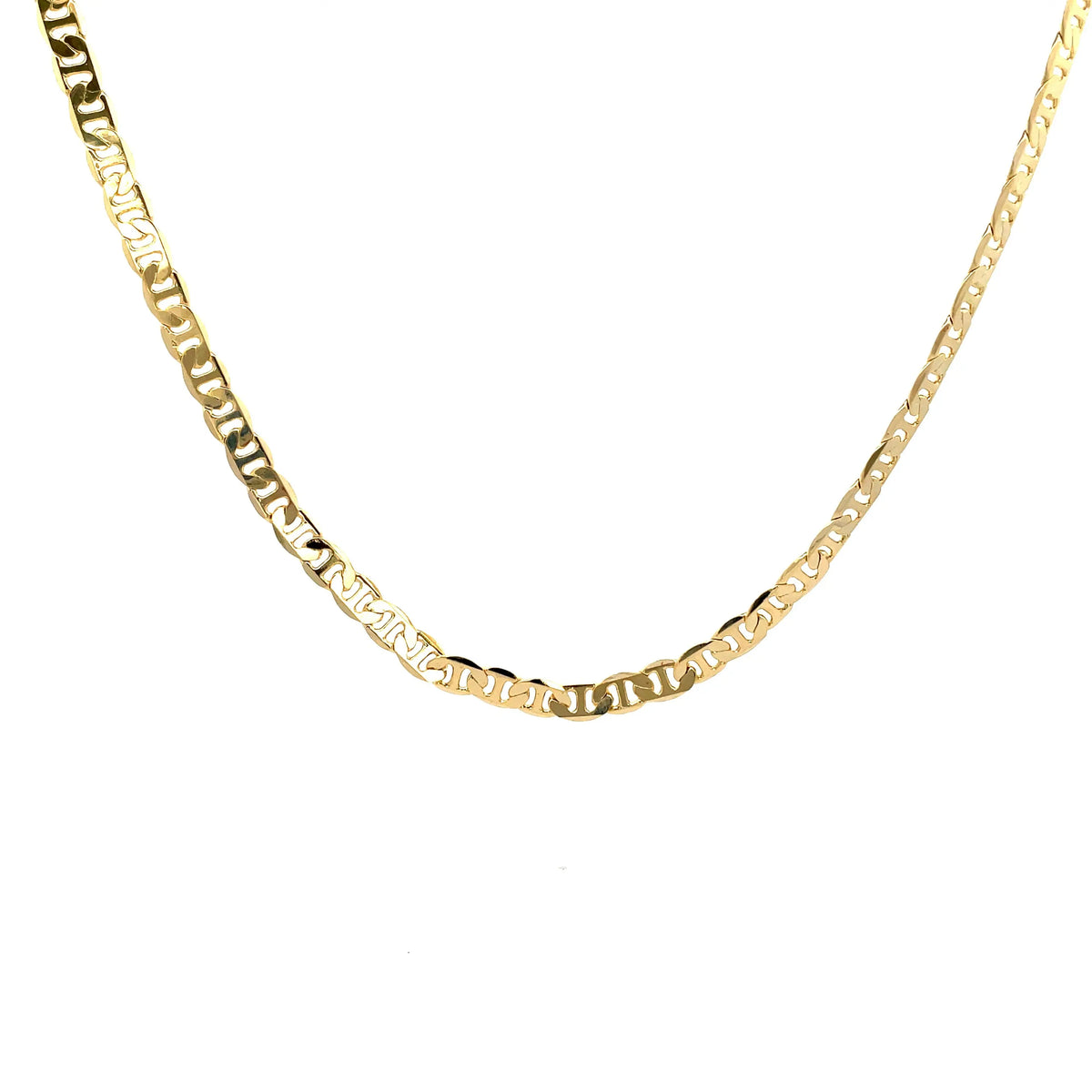 18K Chain Necklace #23 - FLAT MARINER 24inch 6mm The One Jewelry