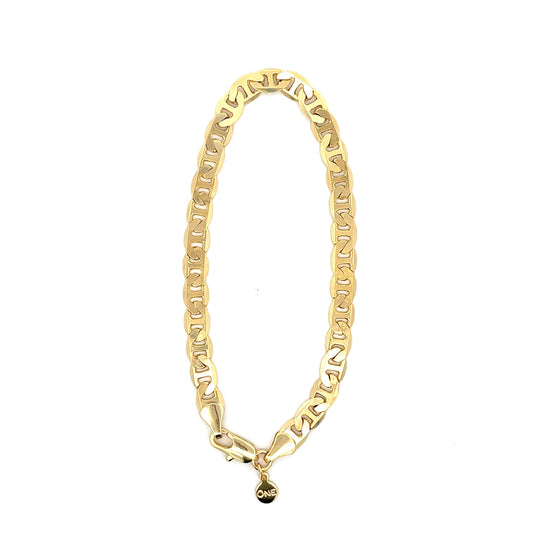 18K Chain Bracelet #29 - FLAT MARINER 8inch 6mm The One Jewelry