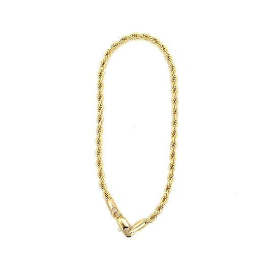 18K Chain Bracelet #38 - ROPE 8inch 3mm The One Jewelry