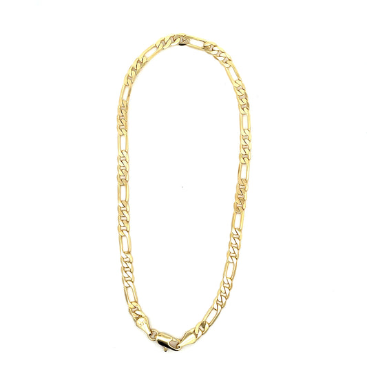 18K Chain Bracelet #17 - FLAT FIGARO 10inch 4mm The One Jewelry