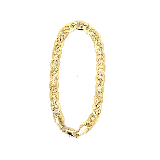 18K Chain Bracelet #30 - CONC FROST MARINER 8inch 7mm The One Jewelry