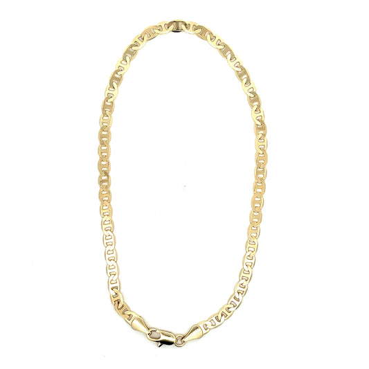 18K Chain Bracelet #27 - FLAT MARINER 10inch 4mm The One Jewelry