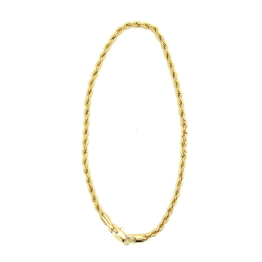 18K Chain Bracelet #37 - ROPE 10inch 3mm The One Jewelry