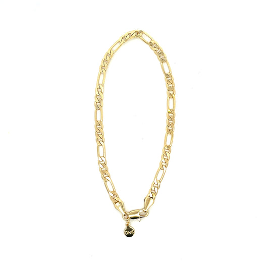 18K Chain Bracelet #18 - FLAT FIGARO 8inch 4mm The One Jewelry