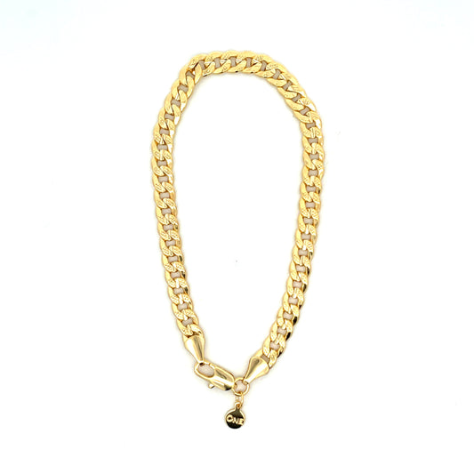 18K Chain Bracelet #10  - FROST CUBAN 8inch 6mm The One Jewelry