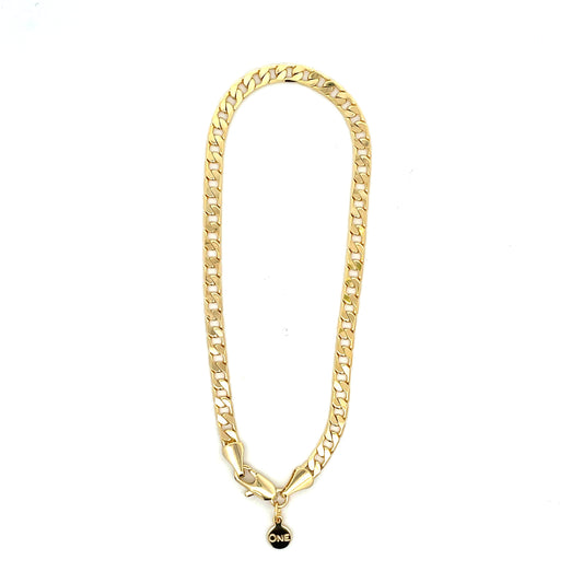 18K Chain Bracelet #08 - FLAT CUBAN 8inch 4mm The One Jewelry
