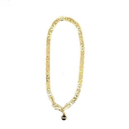 18K Chain Bracelet #28 - FLAT MARINER 8inch 4mm The One Jewelry