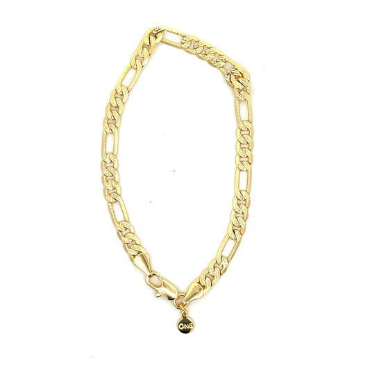 18K Chain Bracelet #20 - FROST FIGARO 8inch 6mm The One Jewelry