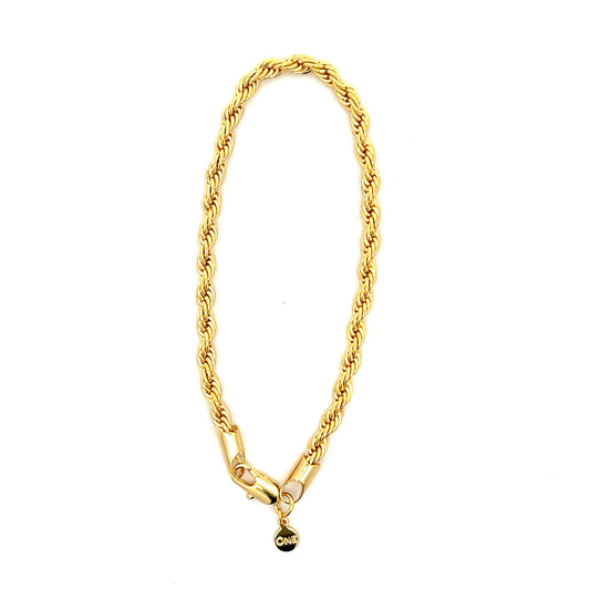 18K Chain Bracelet #39 - ROPE 8inch 4mm The One Jewelry