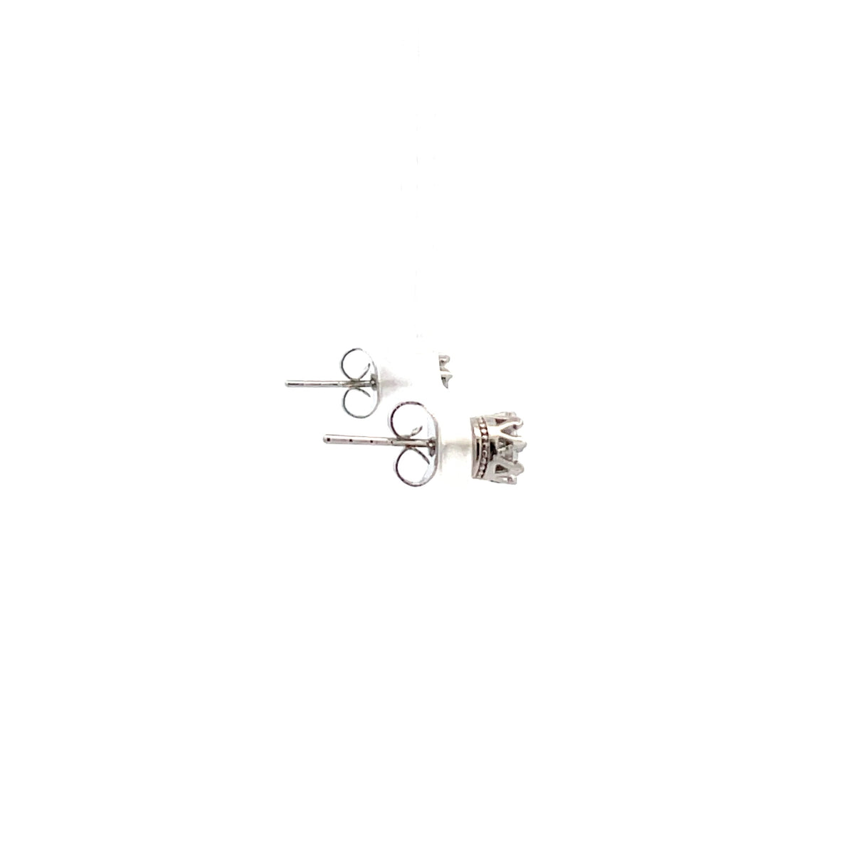 Crown Stud CZ Round Earrings - 5mm The One Jewelry