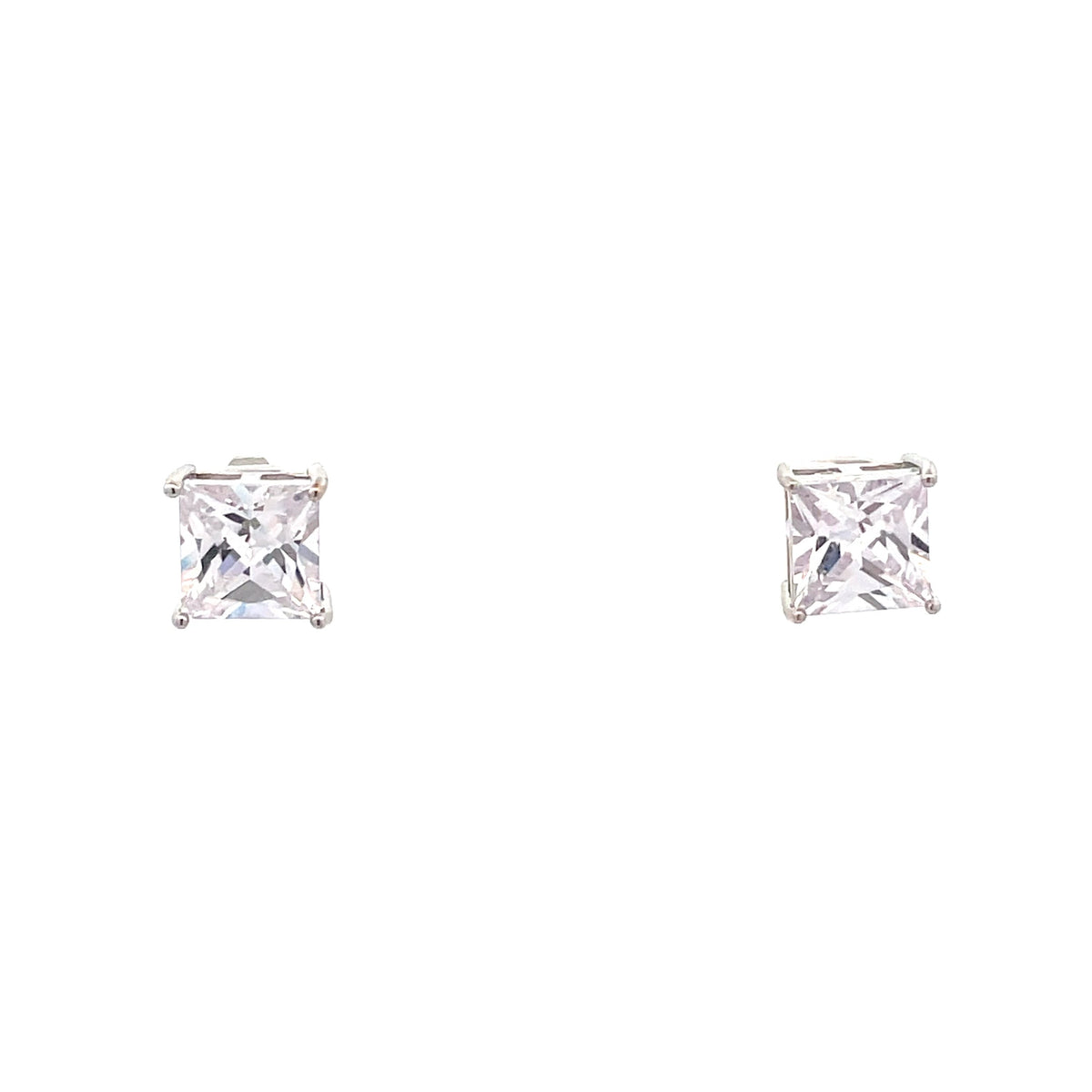 Basket Setting CZ Stud Square - 8mm The One Jewelry