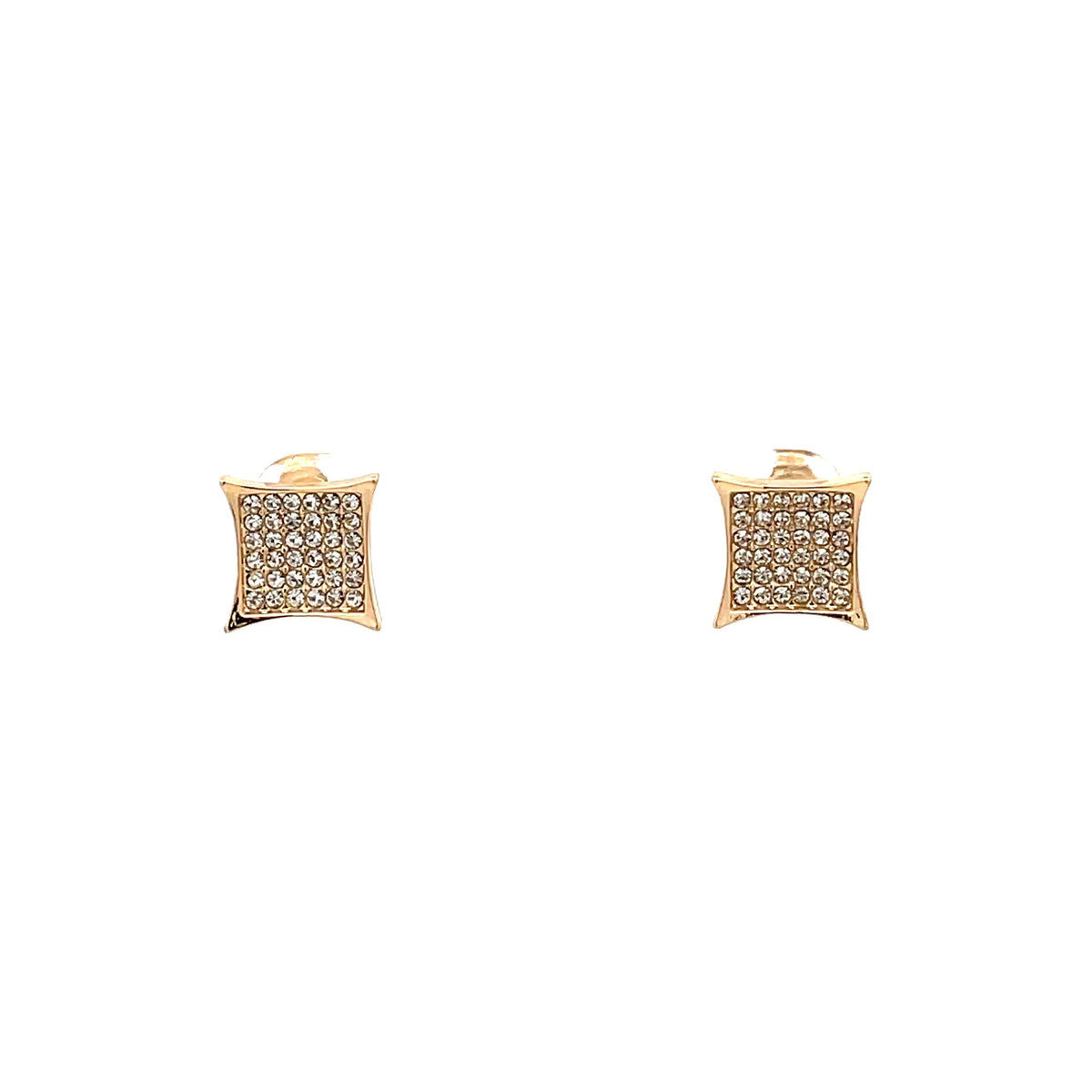 The One Jewelry Lovely Stud Earrings 07 - Curved Square in gold tone (ONEG7)