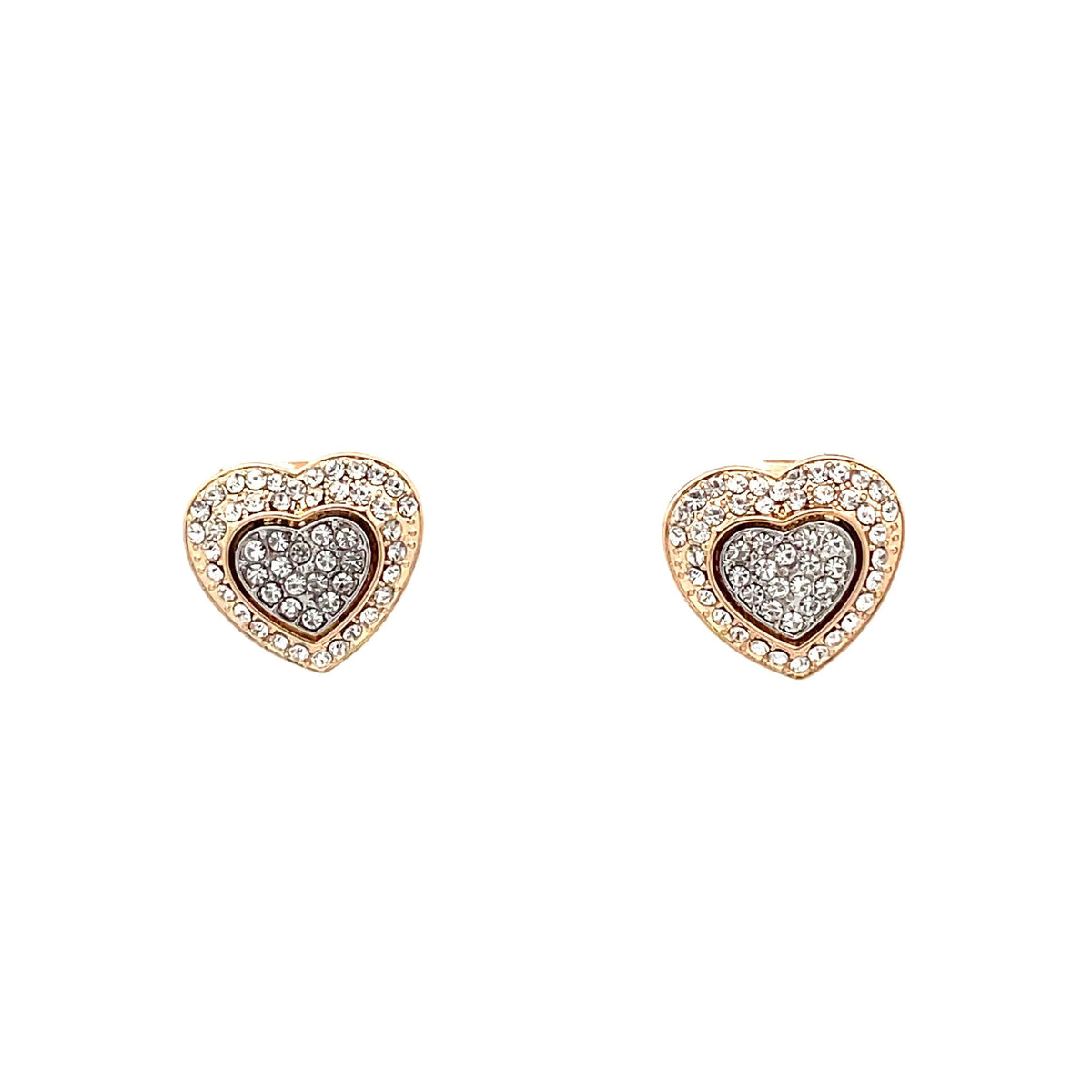 The One Jewelry Lovely Stud Earrings 11 - Framed Heart in gold tone (ONEG11)