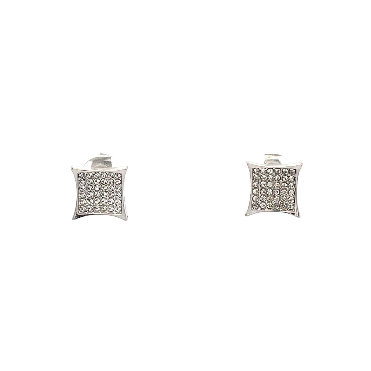 The One Jewelry Lovely Stud Earrings 07 - Curved Square in silver tone (ONES7)