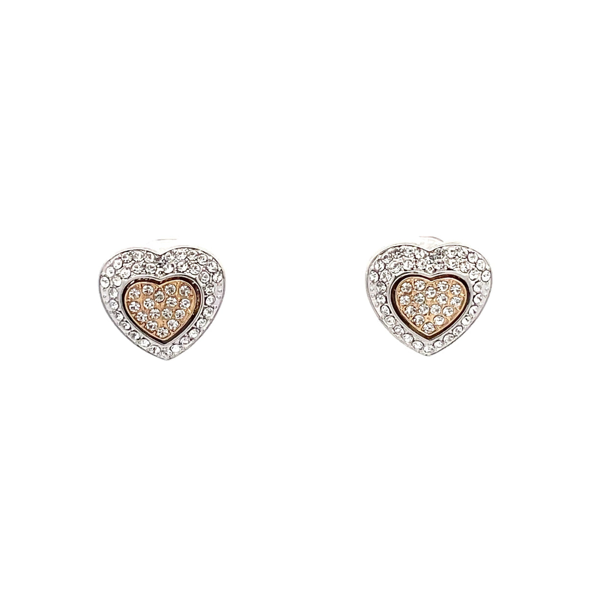 The One Jewelry Lovely Stud Earrings 11 - Framed Heart in silver tone (ONES11)