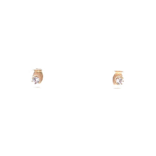 The One Jewelry gold tone round CZ stud earrings 3 mm (OCRG3)