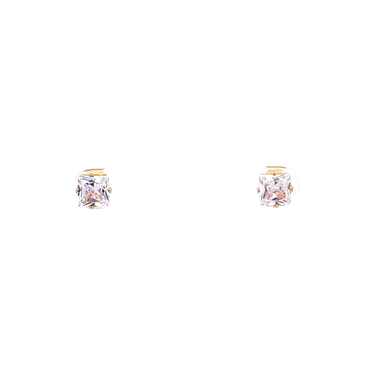 The One Jewelry gold tone square CZ stud earrings 6 mm (OCQG6)