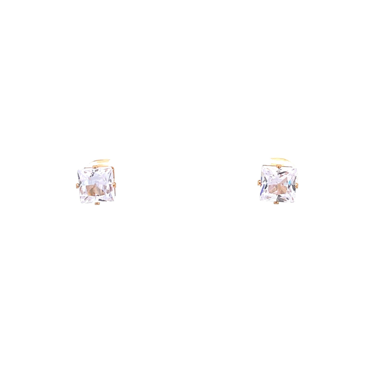 The One Jewelry gold tone square CZ stud earrings 7 mm (OCQG7)