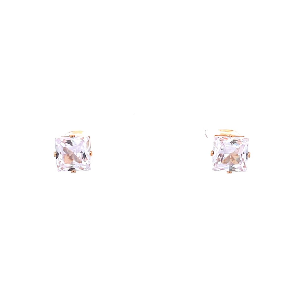 The One Jewelry gold tone square CZ stud earrings 8 mm (OCQG8)