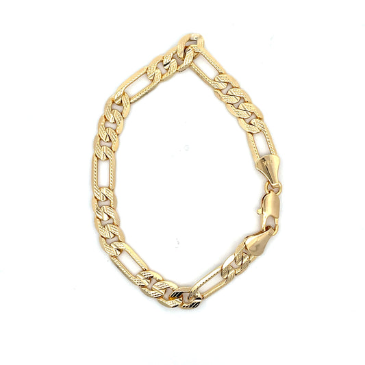 18K Chain Bracelet #59 - FROST FIGARO 8inch 8mm The One Jewelry