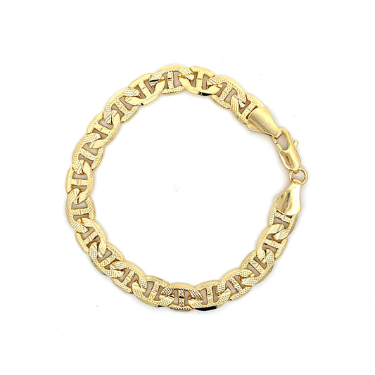 18K Chain Bracelet #60 - CONC FROST MARINER 8inch 8mm The One Jewelry