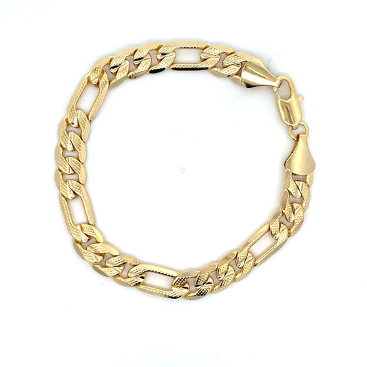 18K Chain Bracelet #68 - FLAT FIGARO 8inch 10mm The One Jewelry