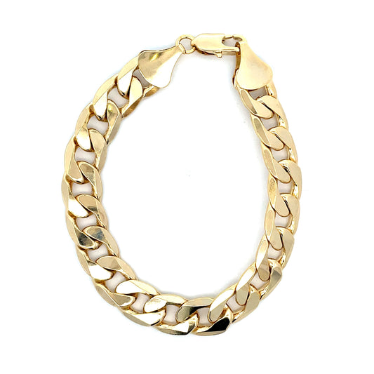 18K Chain Bracelet #69 - FLAT CUBAN 8inch 12mm The One Jewelry