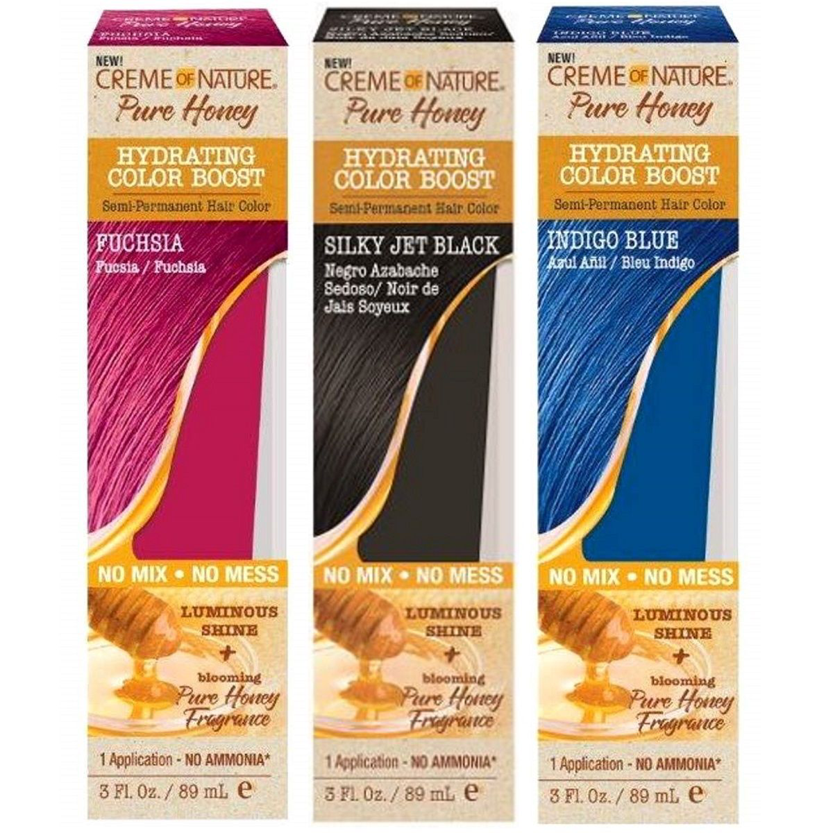 Creme of Nature Pure Honey Hydrating Color Boost Semi-Permanent Hair Color 3 oz [Various Color Options]