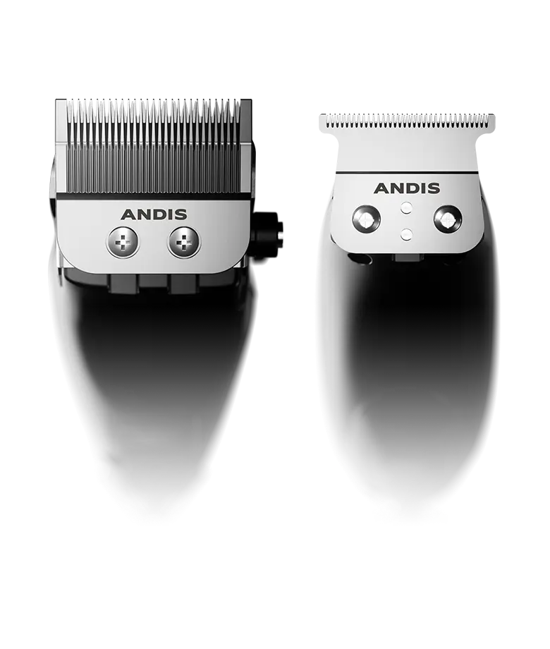Andis Pivot Motor Clipper & Trimmer Combo 24810 — clipper and trimmer blade close-up