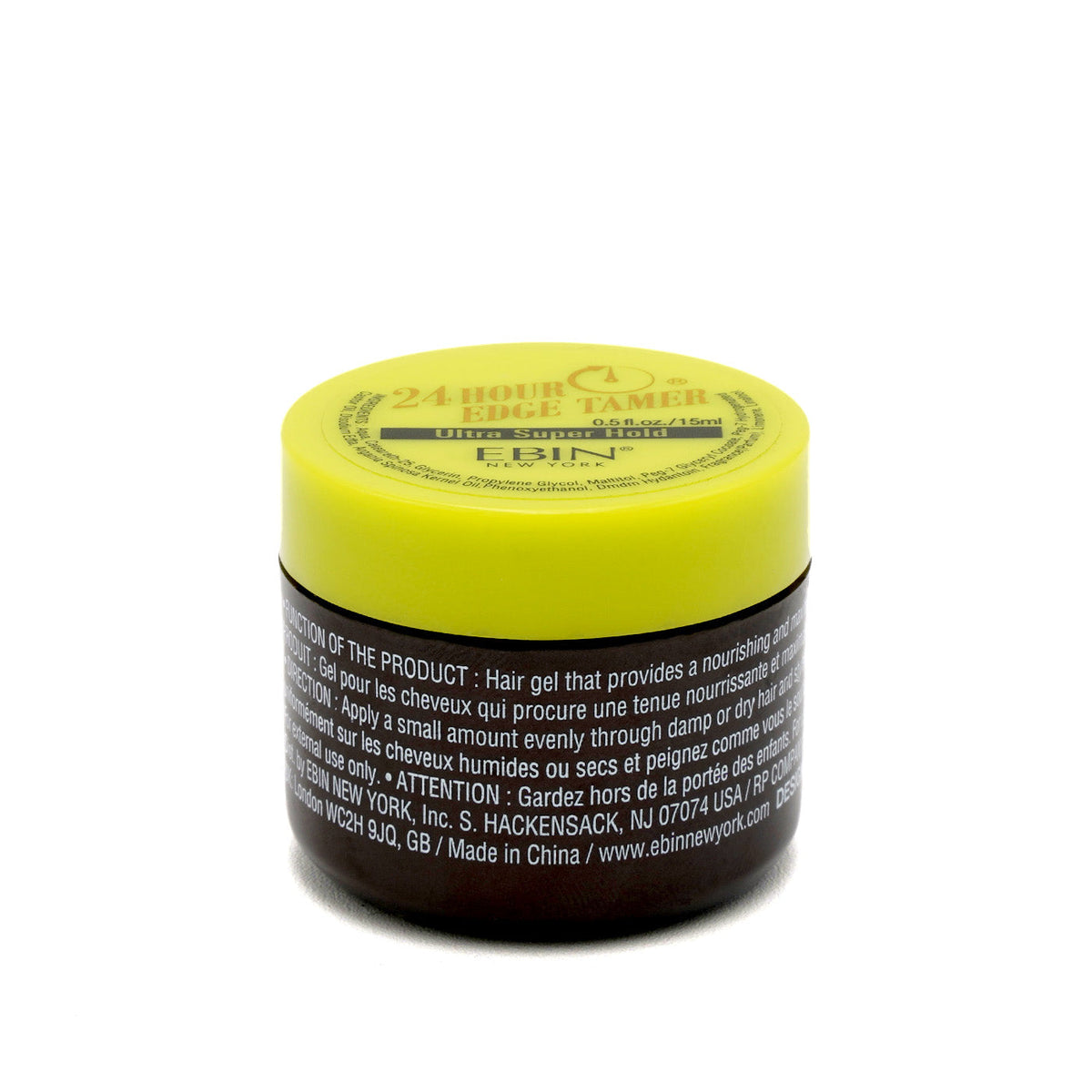 EBIN Ultra Super Hold 15 ml jar showing label directions