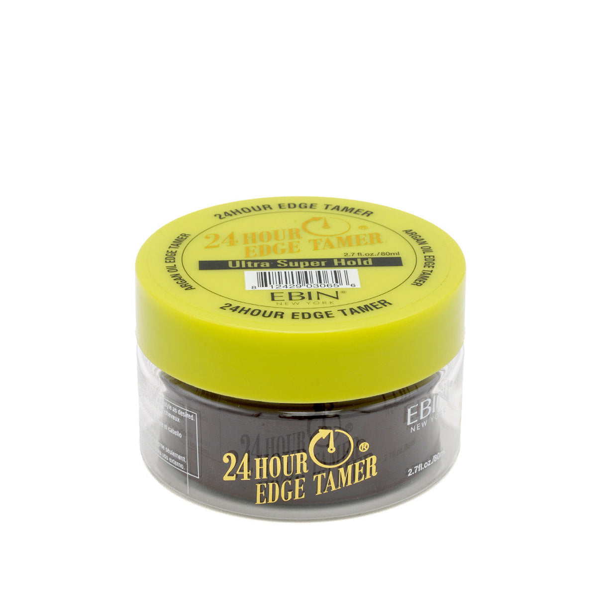 EBIN 24 Hour Edge Tamer Ultra Super Hold jar with yellow lid