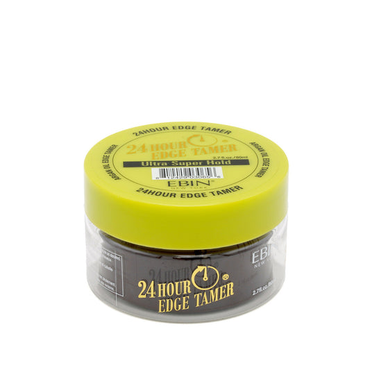 EBIN 24 Hour Edge Tamer Ultra Super Hold jar with yellow lid