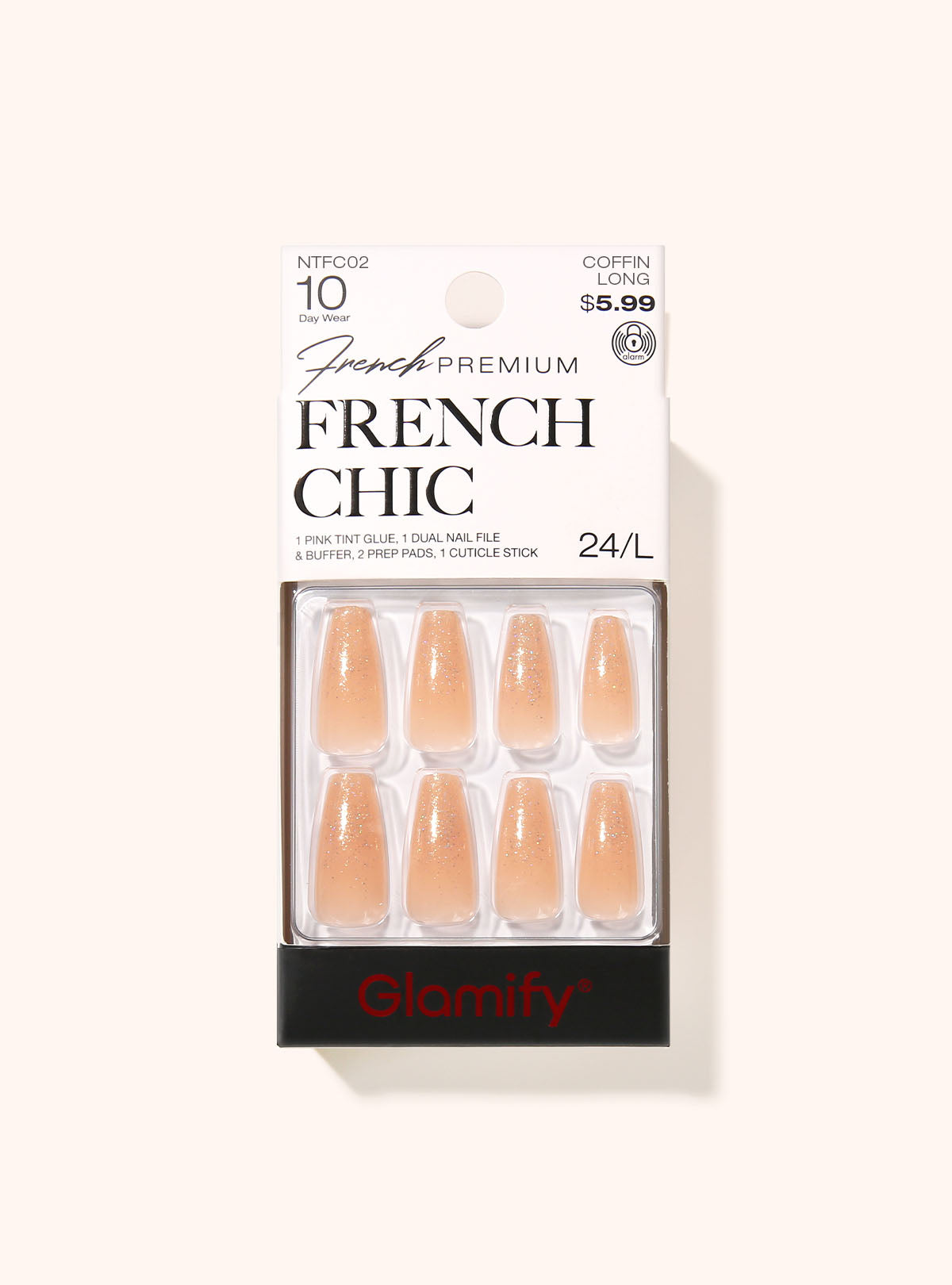 NTFC02 French Chic Press On Nails - Coffin Long