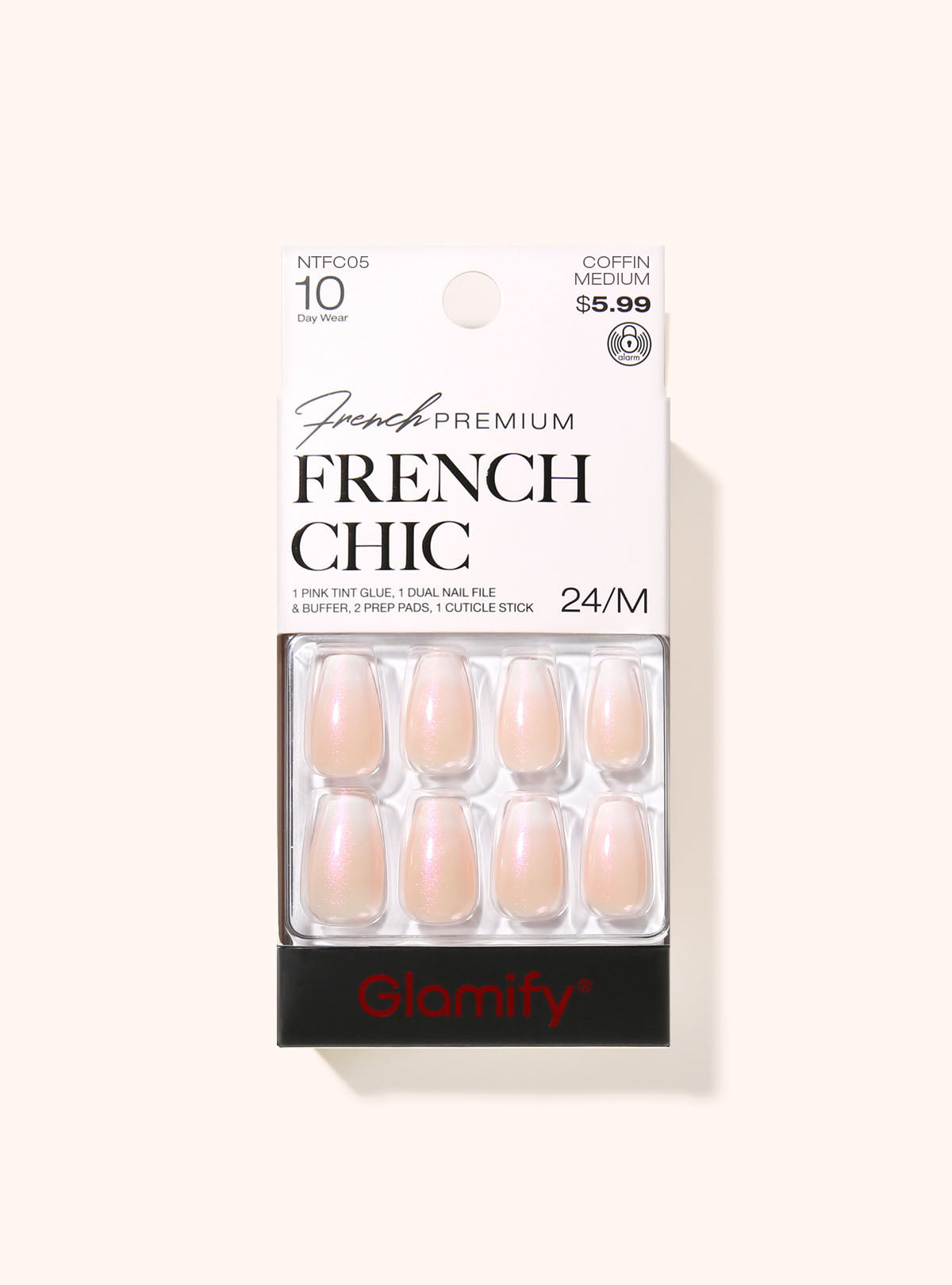 NTFC05 French Chic Press On Nails - Coffin Medium