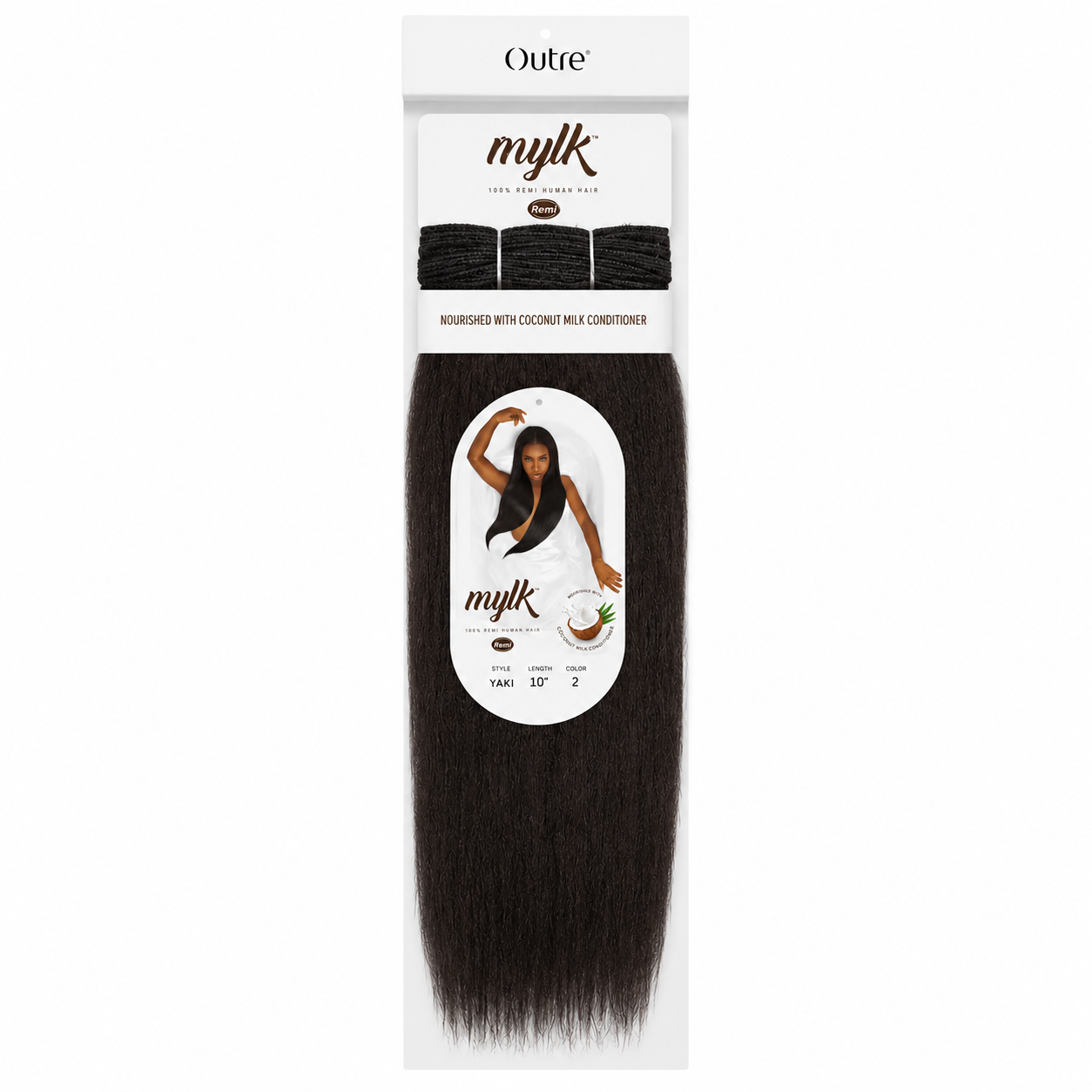 Outre Mylk Remi Human Hair Weave Yaki Straight Hair Extension Nourished with Coconut Milk Conditioner