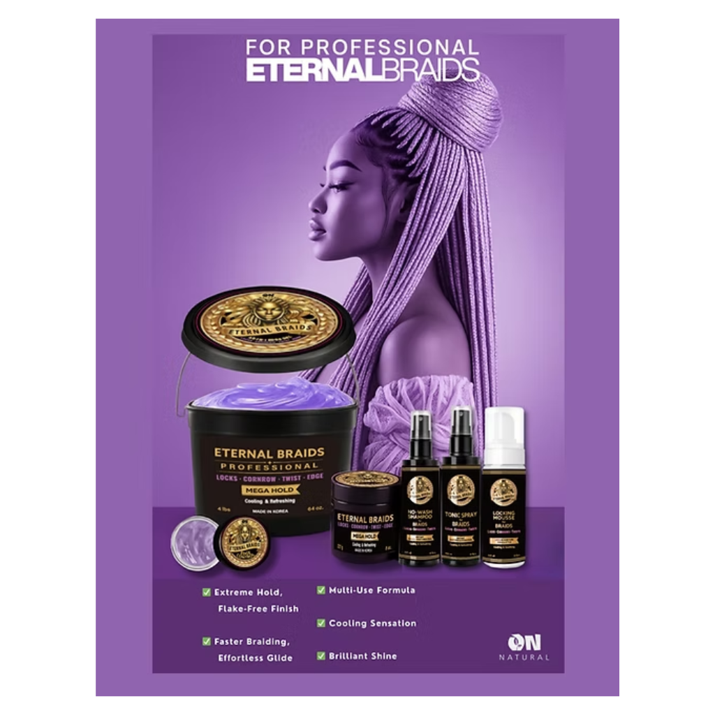 ON Natural Eternal Braids collection with gel, spray, mousse and shampoo