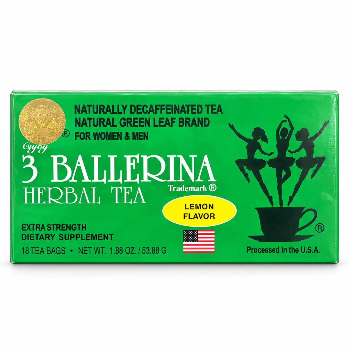 3 Ballerina Extra Strength Lemon Herbal Tea 18 tea bags
