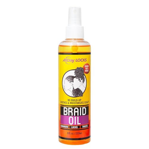AllDay Locks Braid Oil - Spray On Hair Oil for Braid & Scalp Care, for Men and Women, Moisturizing and Strengthening Treatment, Hair Oil for Dry Scalp and Tension Relief - 8 oz Bottle|B0B3Q95K2D