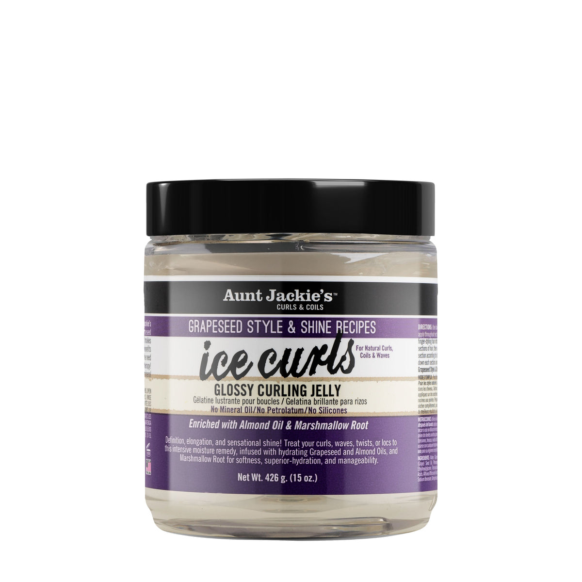 Aunt Jackie's Ice Curls Glossy Curling Jelly 15 oz jar, front label