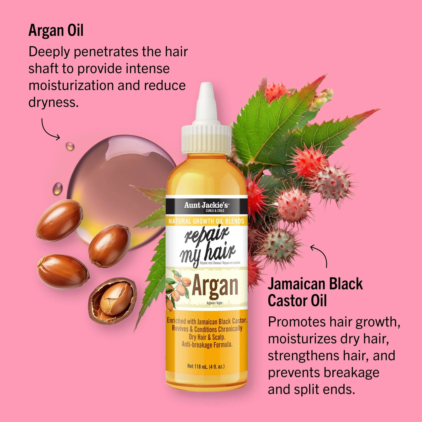 Aunt Jackie’s Hair Growth Oil – 4 oz | Nourishing Natural Oils for Stronger, Healthier Hair – Choose Oil